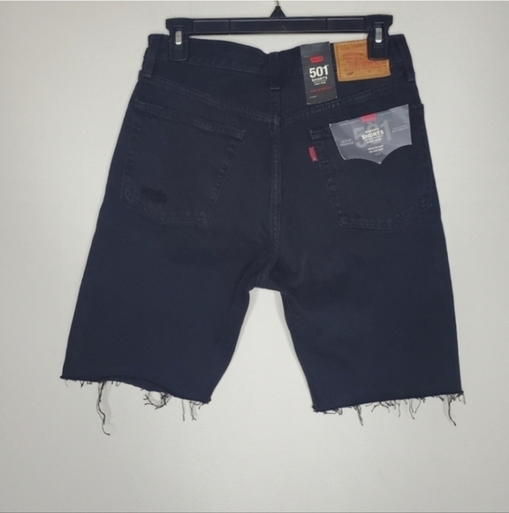 Levi's x Free People Black 501 High Rise Distressed Slouch Denim Jorts Shorts - Picture 7 of 11